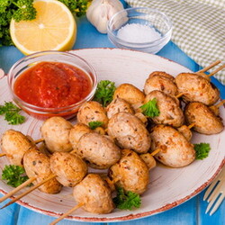 Шампиньоны в духовке на шпажках - Пошаговый рецепт с фото |  Закуски