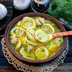 Рецепт: Куриный суп с чесночными галушками на RussianFood.com