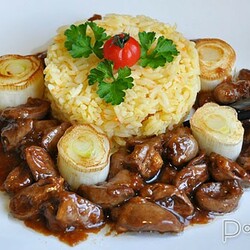 Куриные сердечки в соусе терияки