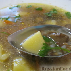 Постный грибной суп с гречкой