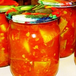 Салат из кабачков с помидорами и болгарским перцем без стерилизации на зиму