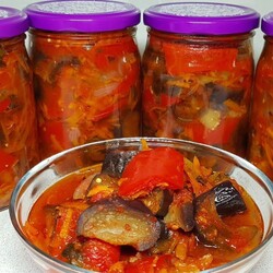 Баклажаны с морковью, сладким перцем в томатном соке на зиму