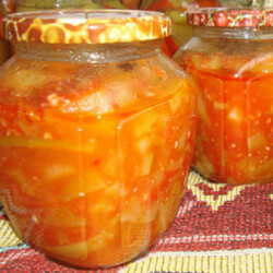 Тещин язык из кабачков с томатной пастой на зиму