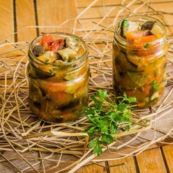 Закуска из баклажанов, болгарского перца с укропом в маринаде на зиму