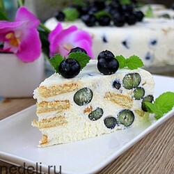 Торт без выпечки с голубикой | Меню недели