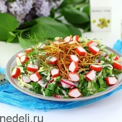 Салат со свежими овощами и жареной картошкой | Меню недели