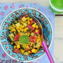 Теплый салат из кукурузы | Меню недели