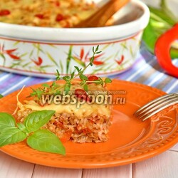 Запеканка из фарша, капусты и риса