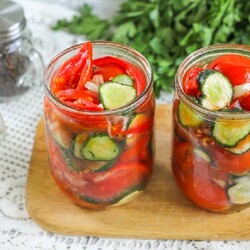 Салат из огурцов и помидоров на зиму - 10 самых вкусных рецептов с фото пошагово