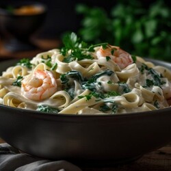 Паста с креветками в сливочно-чесночном соусе от Шефмаркет!