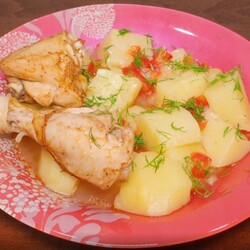 Курица с картошкой в мультив.