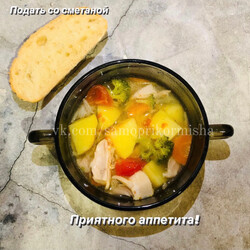 Суп куриный с брокколи и рисом