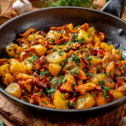 Картошка жареная с лисичками