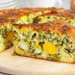 Заливной пирог с луком и яйцом. Рецепт от Всегда Вкусно!