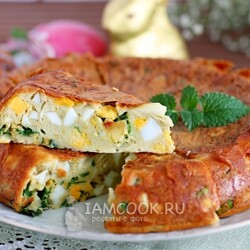 Пирог заливной с яйцами и зеленью в мультиварке — рецепт с фото