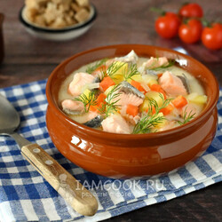 Суп с семгой и плавленым сыром — рецепт с фото