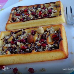 Бельгийские вафли с шоколадом и орешками без вафельницы. Ингредиенты: сахар, шоколад, сливки 33-35%