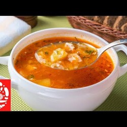 Простой томатный Суп с Курицей и Рисом