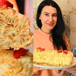 Торт Наполеон - полено. Из постного слоёного теста