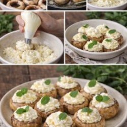 Фаршированные шампиньоны с творожным сыром