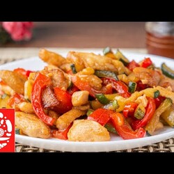 Ужин На Сковороде! (Куриное филе с кабачком и сладким перцем)