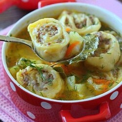 Картофельный суп с ленивыми пельменями