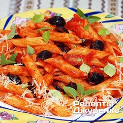 Паста с томатами, оливками и оливковым маслом - Рецепты Джуренко