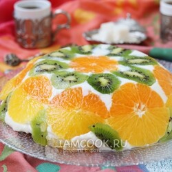 Торт без выпечки с желатином и фруктами — рецепт с фото