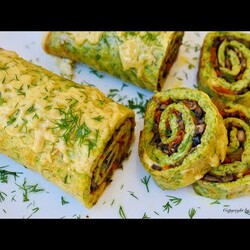 КАБАЧКОВЫЙ РУЛЕТ с грибами. (меняйте начинку и каждый раз новое блюдо)