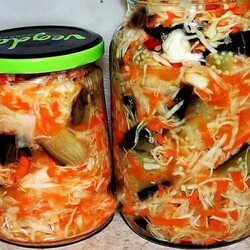 Баклажаны кусочками с капустой на зиму - Скатерть-Самобранка - медиаплатформа МирТесен