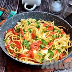 Спагетти с болгарским перцем - 9 пошаговых фото в рецепте