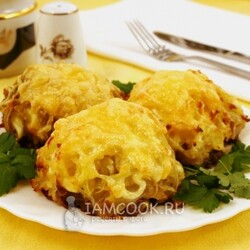 «Стожки» из фарша, яиц, картофеля и сыра