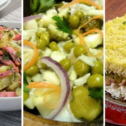 Салаты с солеными огурцами