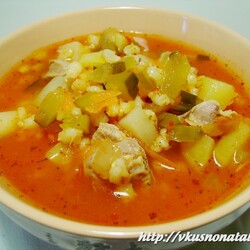 Рецепт рассольника с перловкой на куриных желудках