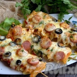 Макароны на шпажках в духовке