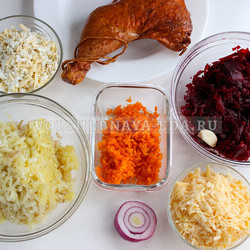 Салат «Генерал»: с копченой курицей и свеклой