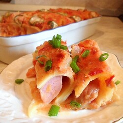 Каннеллони с сосисками "Для лентяек"