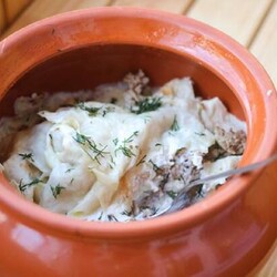 Лаваш с фаршем под соусом Бешамель