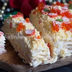 Праздничная закуска "Наполеон" из крабовых палочек – рецепт приготовления с фото от Kulina.Ru