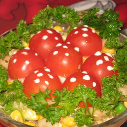 Салат «Мухоморы» - вкусный рецепт с фото, изменение порций, калорийность