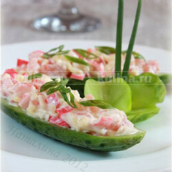 Огурцы, фаршированные "крабовым" салатом – рецепт приготовления с фото от Kulina.Ru