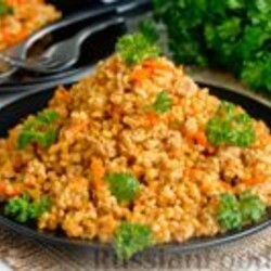 Рецепт: Булгур с фаршем, на сковороде на RussianFood.com