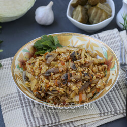 Тушёная капуста с грибами и булгуром — рецепт с фото