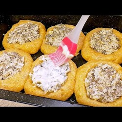 Гнезда фарш, грибы, плавл.сырок