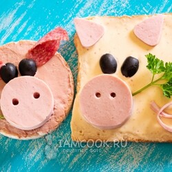 Бутерброды в форме свиньи (с колбасой) — рецепт с фото