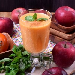 Смузи с хурмой, яблоком и овсяными хлопьями — рецепт с фото