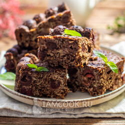 ПП брауни с вишней — рецепт с фото