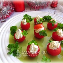 Помидоры черри с творожным сыром — рецепт с фото