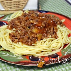 Спагетти с ароматным мясным соусом фото рецепт приготовления