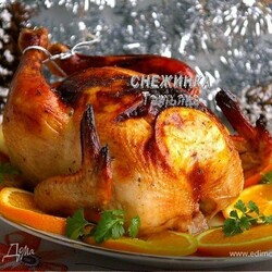 Новогодняя курица, запеченная с апельсинами